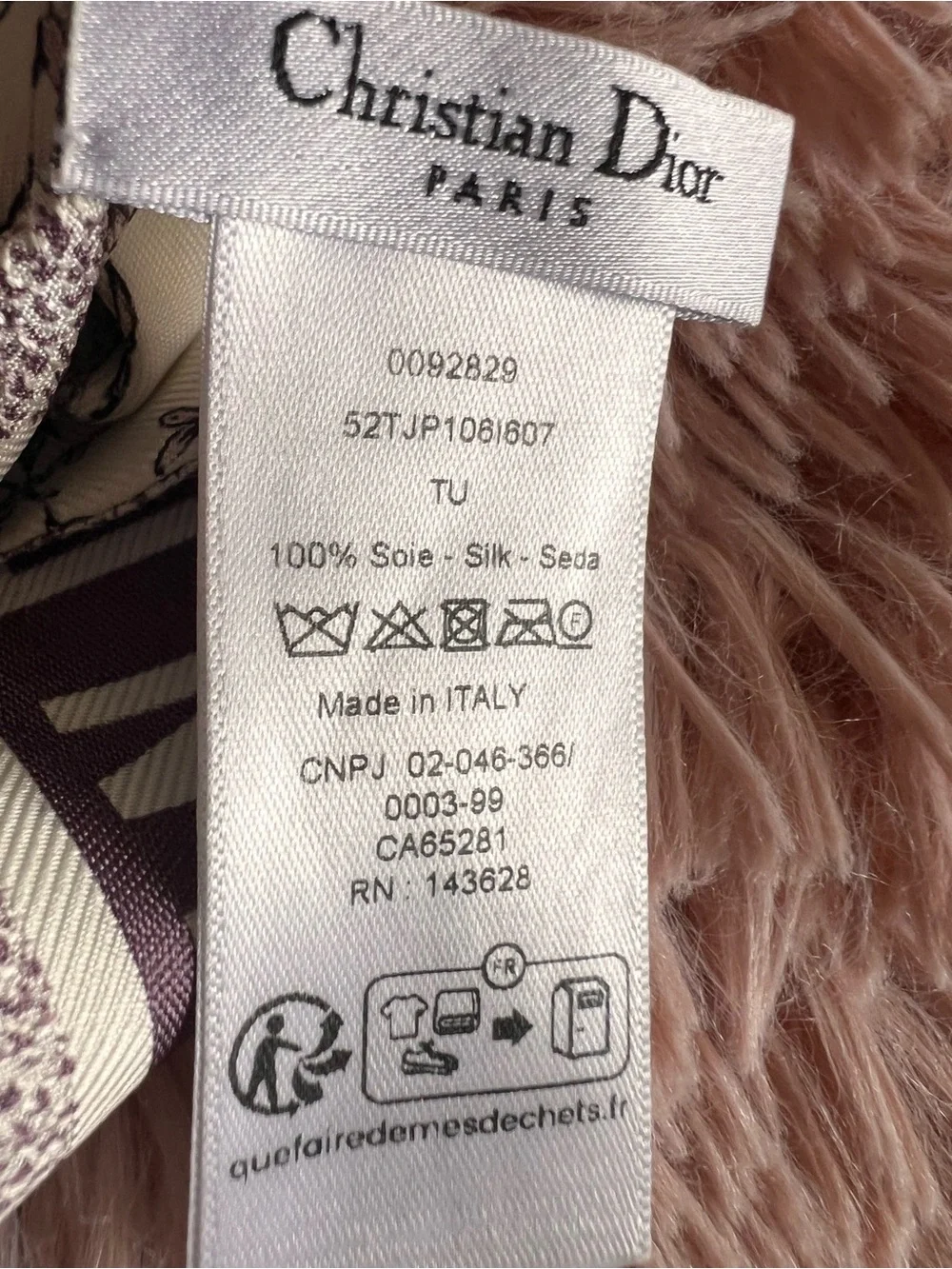 Dior White Butterfly Print Silk Neck Scarf